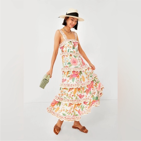 Farm Rio Macaw Bloom ruffle dress size small - Picture 4 of 11